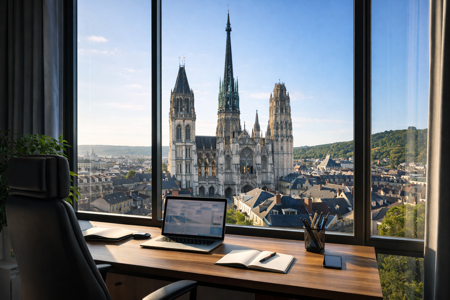 Vue bureau sur la cathédrale Amiens - Eagle Rocket cabinet de recrutement commercial